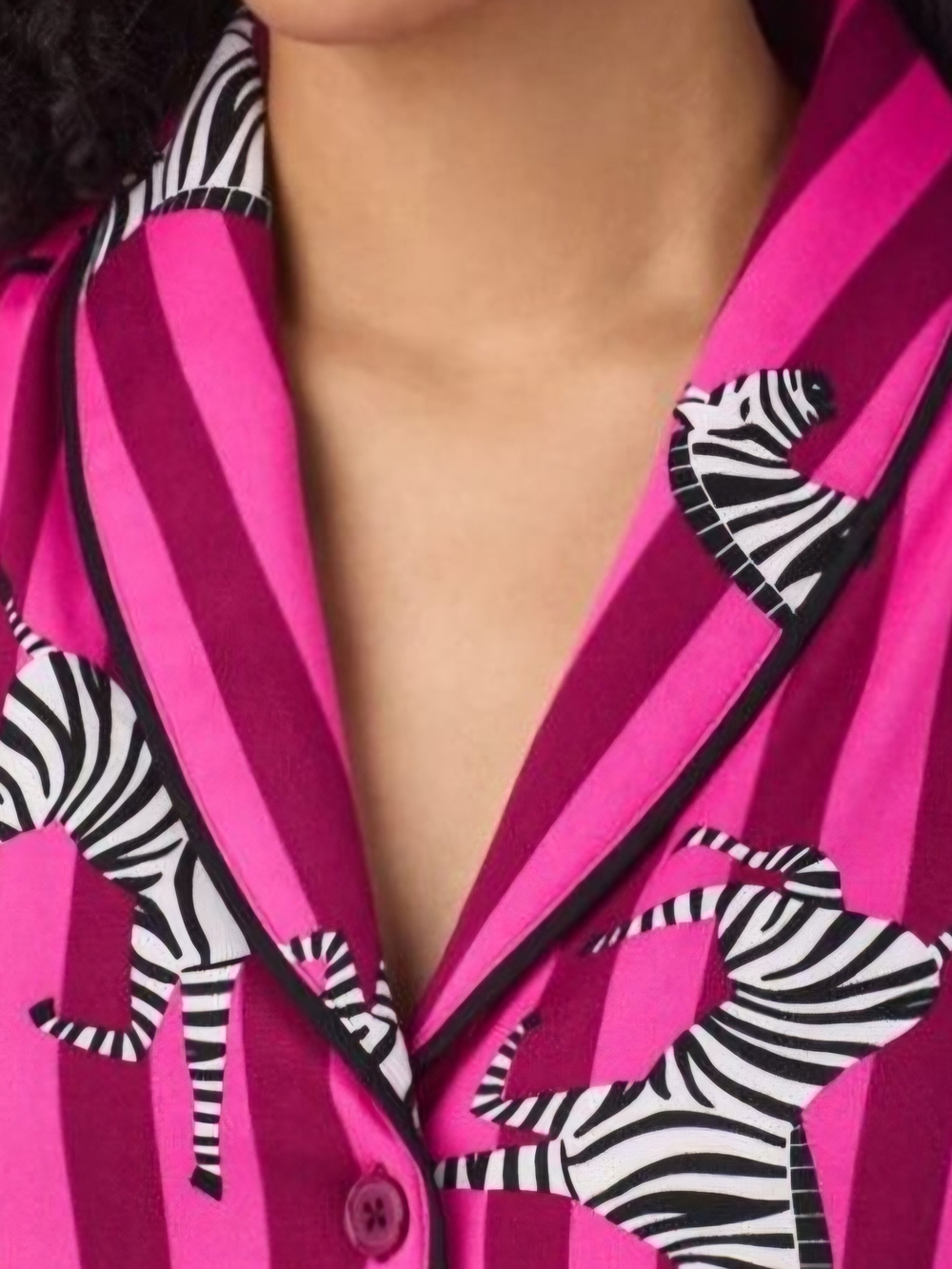 Room Service Women's Pink Striped Zebra Print Pajama Set - Picture 4 of 4